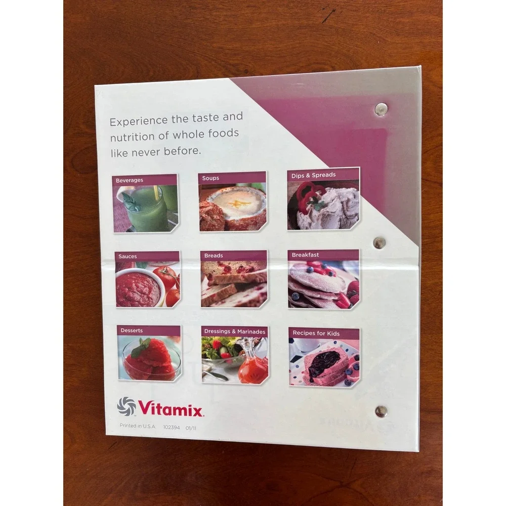 Vitamix Whole Food Recipes Cookbook Binder 102394 Hardcover Tabbed Sections
